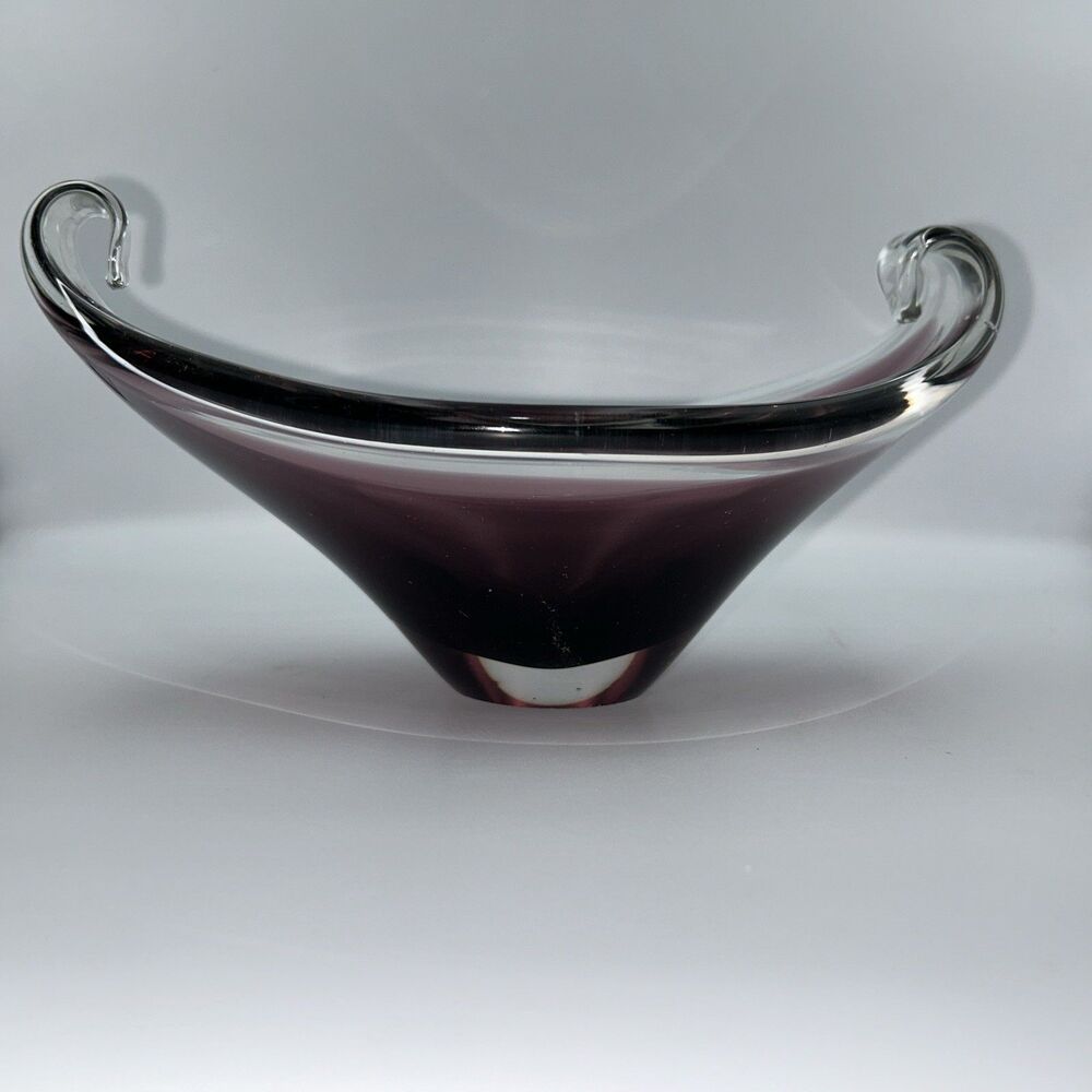 Paul Kedelv - Coquille Flygsfors Pink Purple Art Glass Bowl 1950s- 3 piece set - Picture 4 of 16
